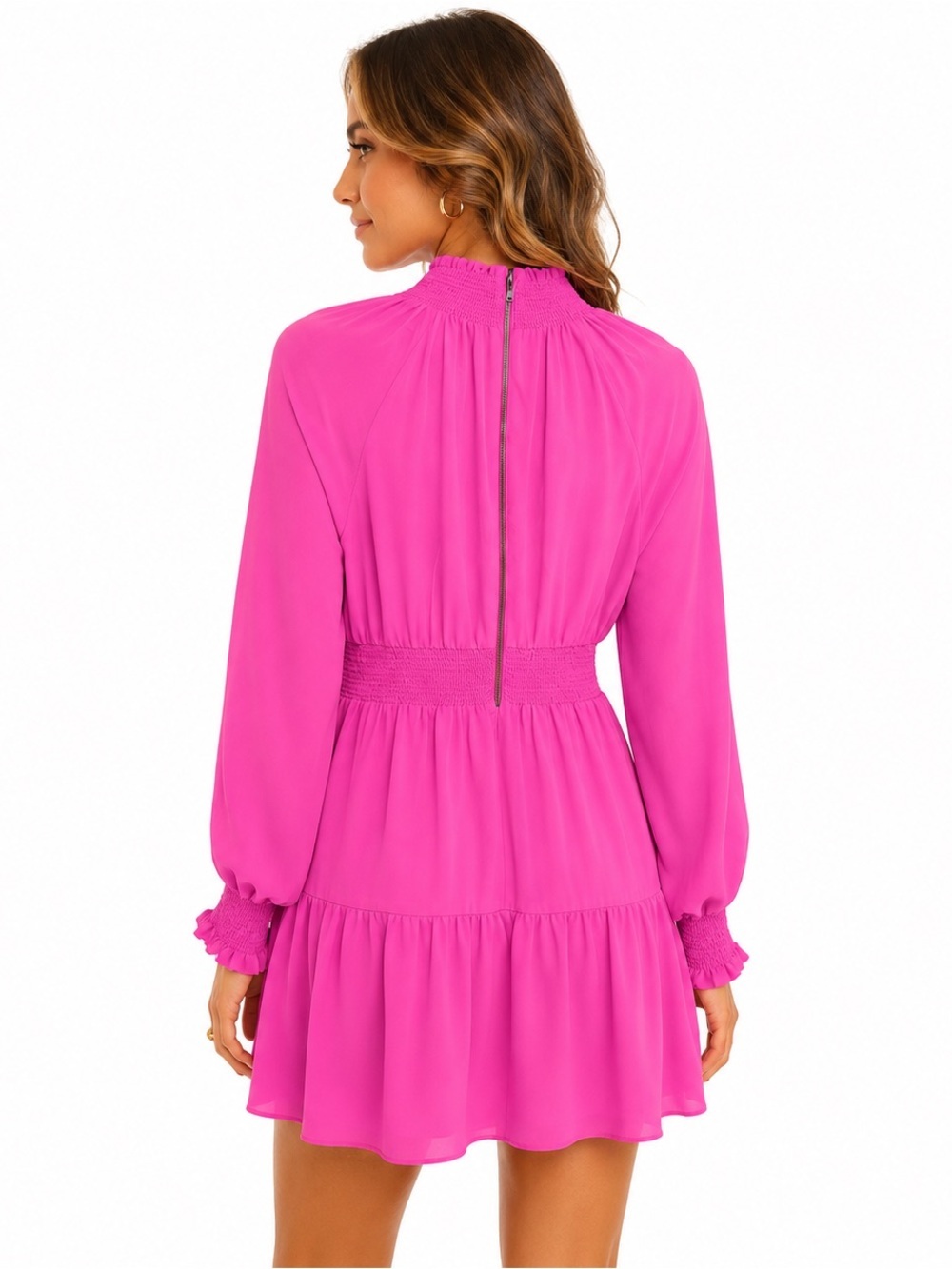 NWT Alice + Olivia Lavinia Smocked Mini Dress - Pink Sz 6 Sz 4 - Picture 2 of 9